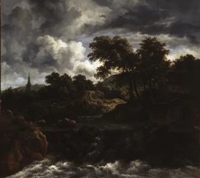 Erdős tájkép vízeséssel, 1660 körül